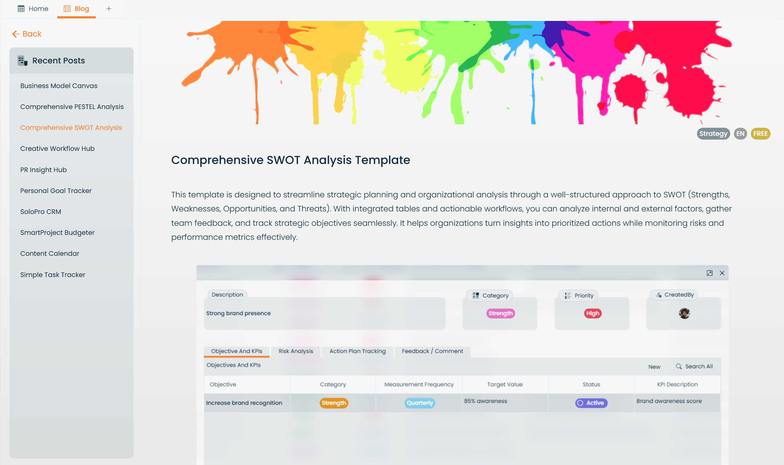 A published post rendered from the Blog View
