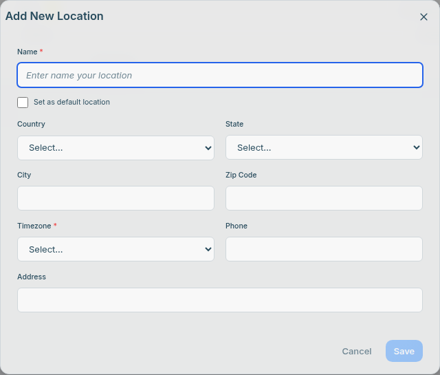 The Add New Location dialog